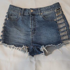 Denim Cut Out Shorts